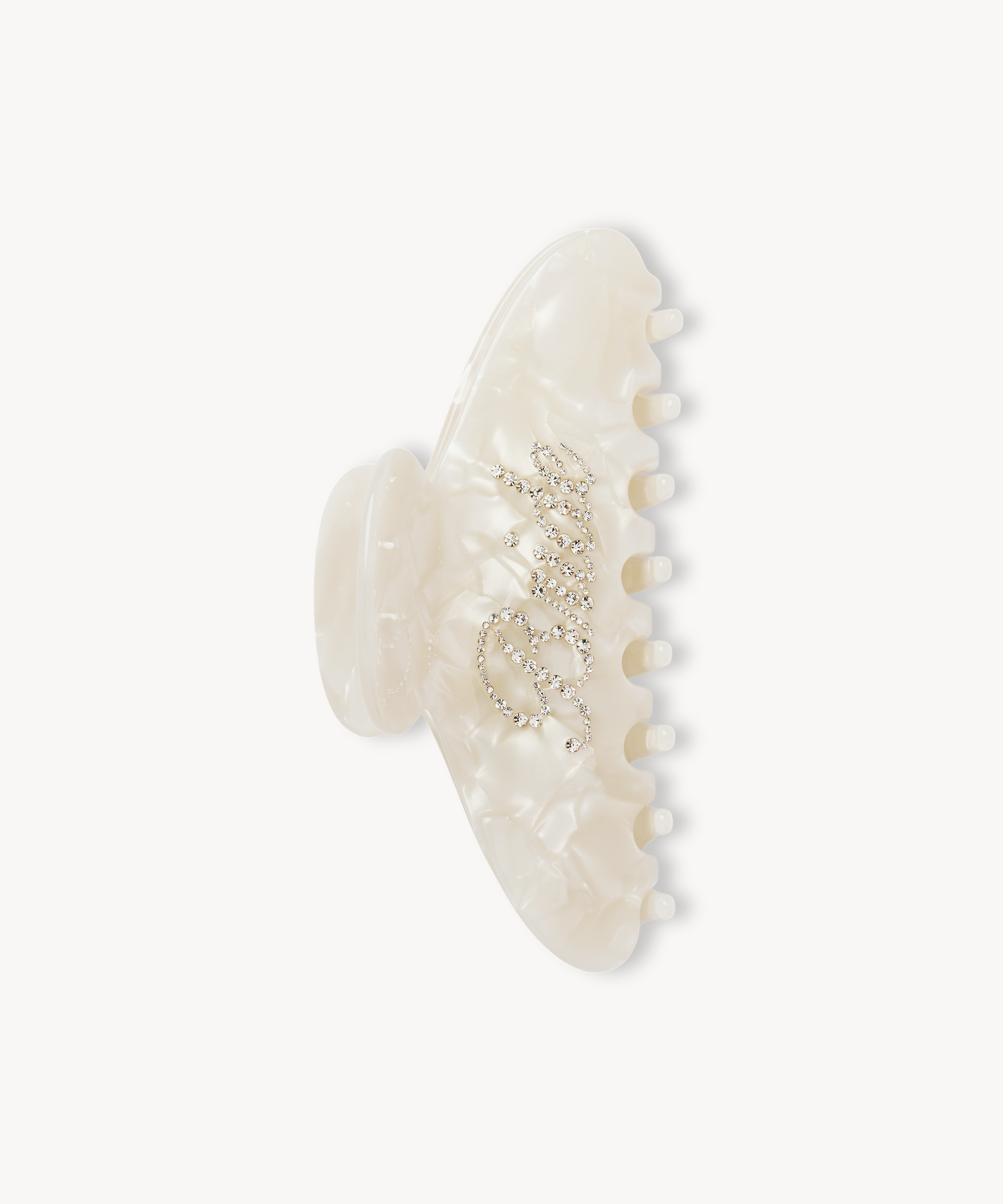 White VESITIA Bride Claw Clip hand-stoned with Czech diamonds on a white background.
