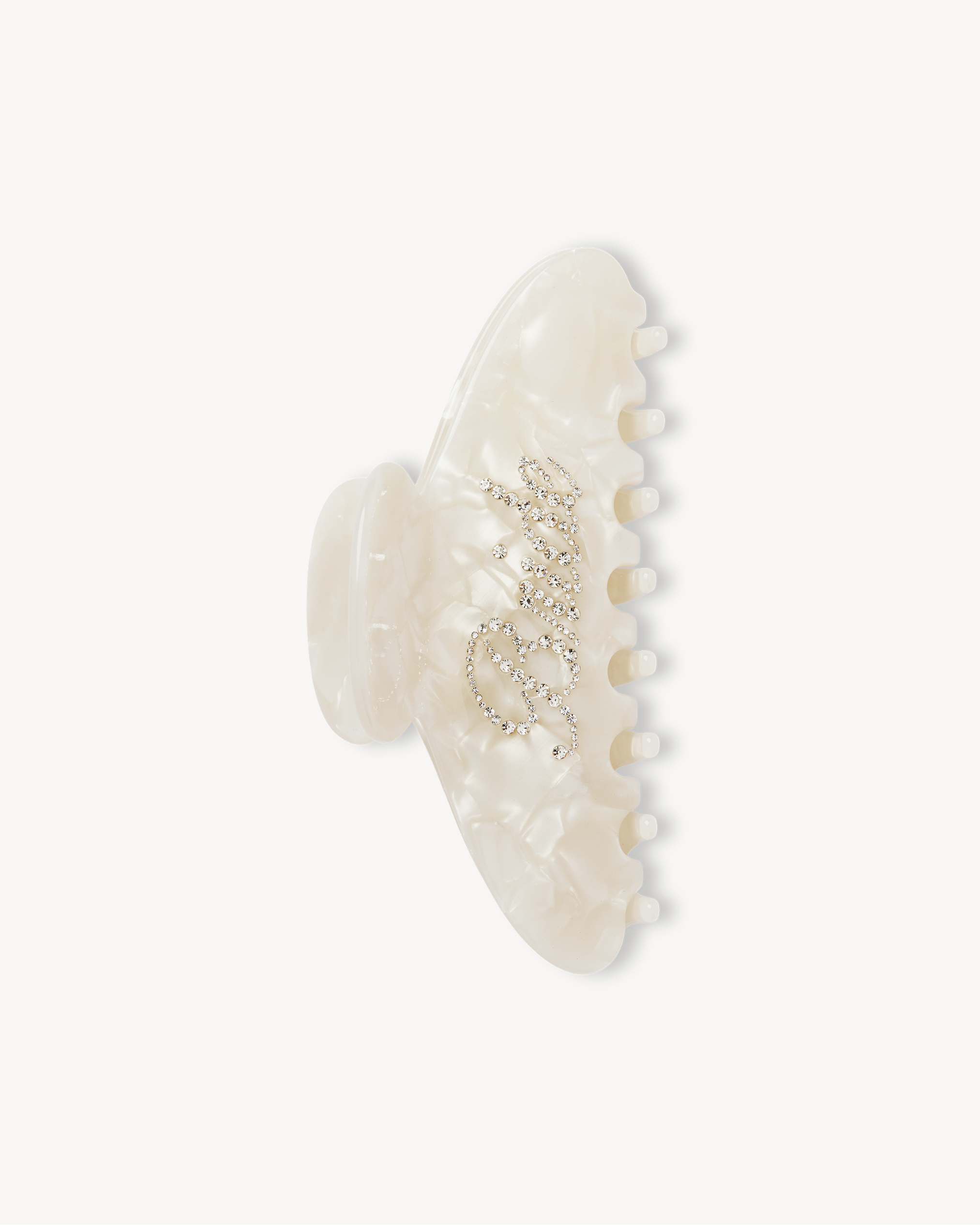 White VESITIA Bride Claw Clip hand-stoned with Czech diamonds on a white background.
